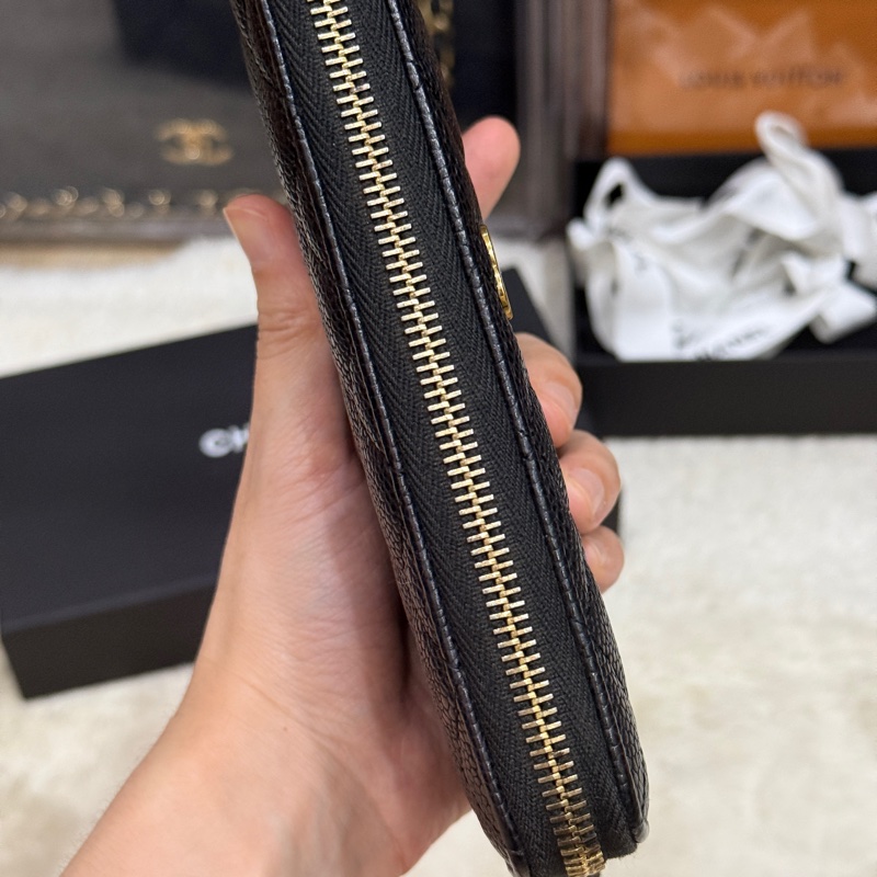專櫃五萬 香奈兒 黑金 荔枝皮 經典長夾💝香奈兒真品 vintage 鍍24k金扣環(下單一併贈與)-33