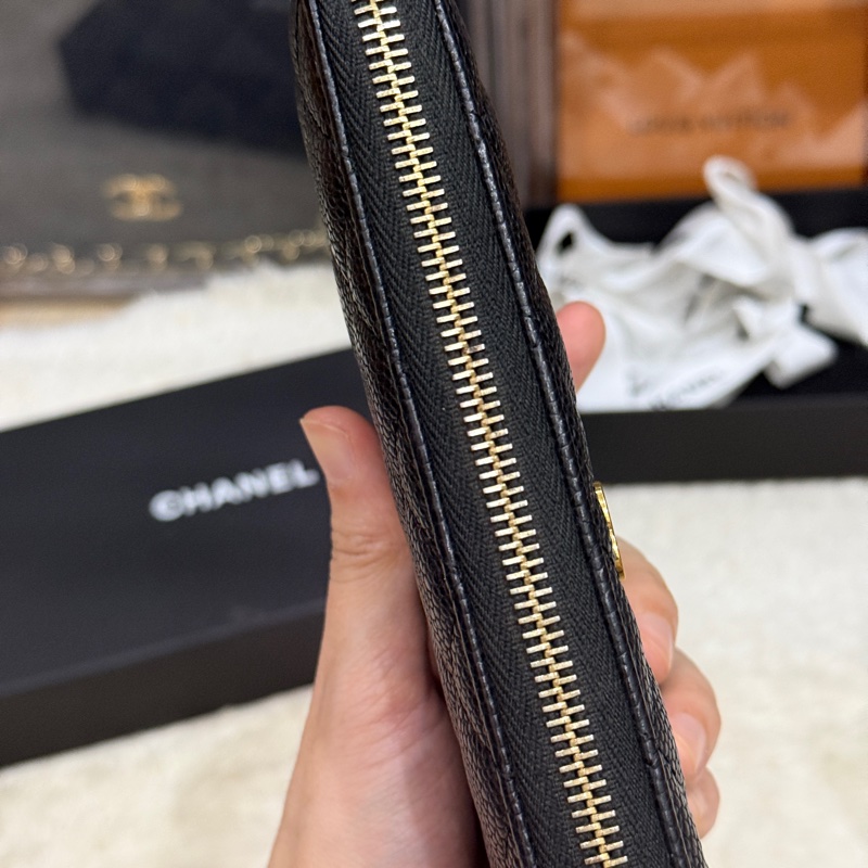 專櫃五萬 香奈兒 黑金 荔枝皮 經典長夾💝香奈兒真品 vintage 鍍24k金扣環(下單一併贈與)-34