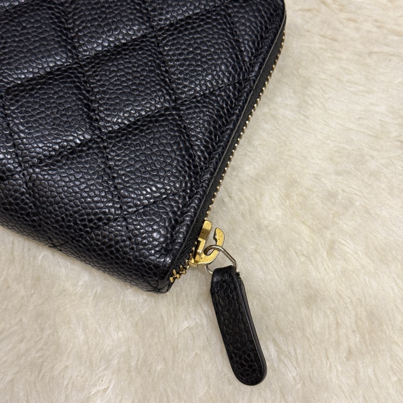 專櫃五萬 香奈兒 黑金 荔枝皮 經典長夾💝香奈兒真品 vintage 鍍24k金扣環(下單一併贈與)-38
