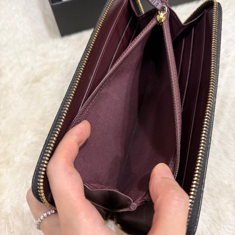 專櫃五萬 香奈兒 黑金 荔枝皮 經典長夾💝香奈兒真品 vintage 鍍24k金扣環(下單一併贈與)-44