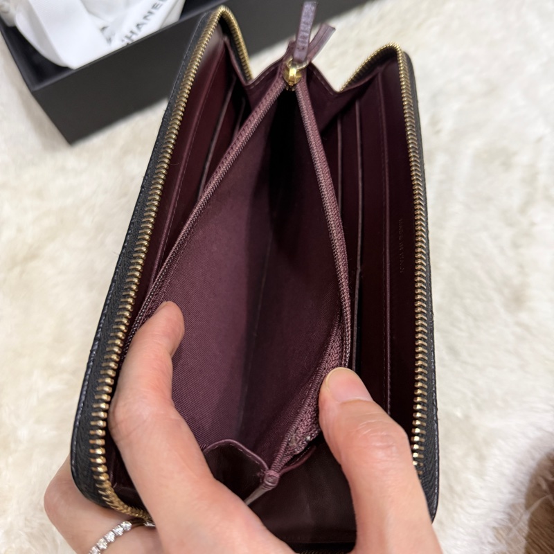 專櫃五萬 香奈兒 黑金 荔枝皮 經典長夾💝香奈兒真品 vintage 鍍24k金扣環(下單一併贈與)-47