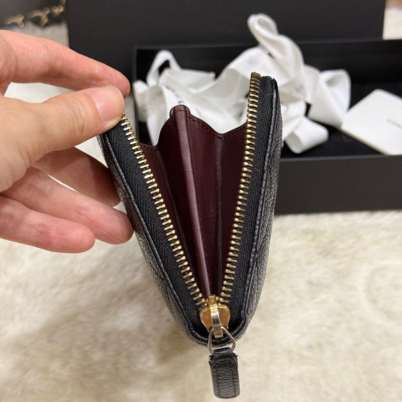 專櫃五萬 香奈兒 黑金 荔枝皮 經典長夾💝香奈兒真品 vintage 鍍24k金扣環(下單一併贈與)-60