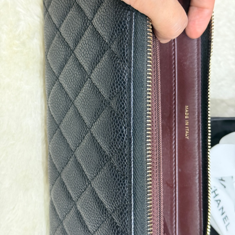 專櫃五萬 香奈兒 黑金 荔枝皮 經典長夾💝香奈兒真品 vintage 鍍24k金扣環(下單一併贈與)-63
