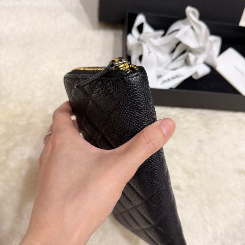 專櫃五萬 香奈兒 黑金 荔枝皮 經典長夾💝香奈兒真品 vintage 鍍24k金扣環(下單一併贈與)-71