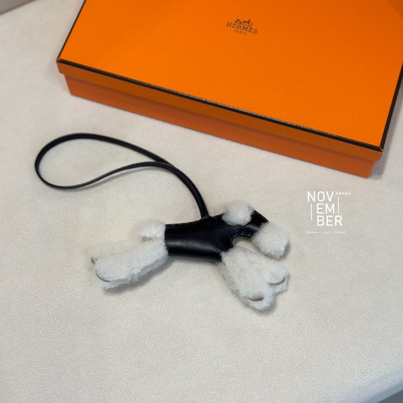 全新💖 Hermès 愛馬仕 Budy 黑色白色小狗吊飾-2