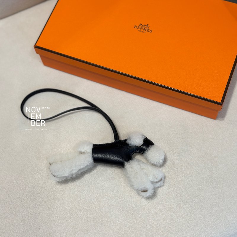 全新💖 Hermès 愛馬仕 Budy 黑色白色小狗吊飾-5