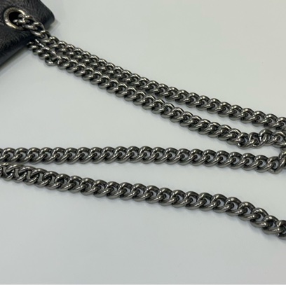 Balenciaga 金屬灰復刻牛皮銀釦下蓋Crush小款肩斜背鏈包716351-18