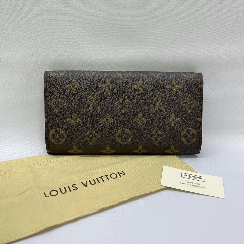 LV 老花三折翻蓋長夾-1