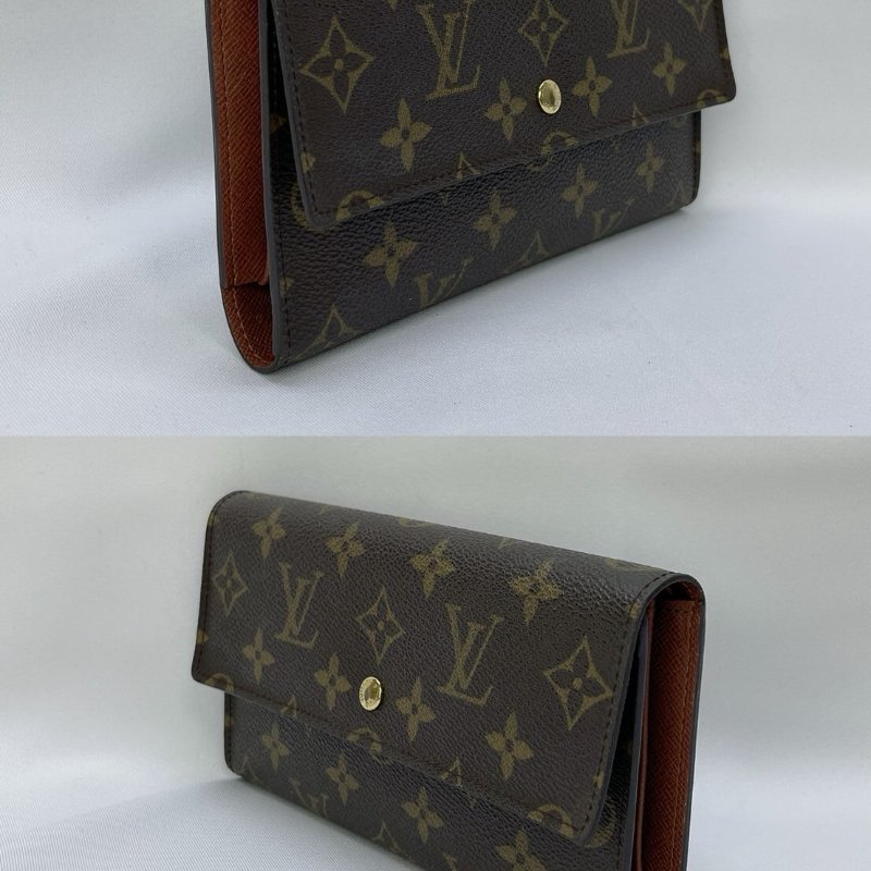 LV 老花三折翻蓋長夾-2
