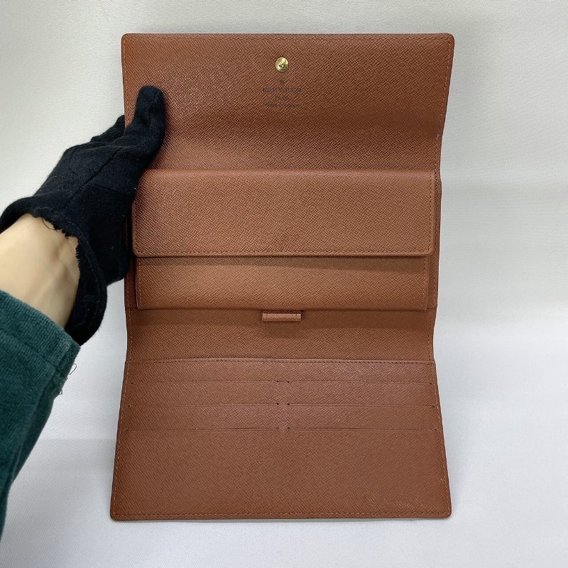 LV 老花三折翻蓋長夾-3