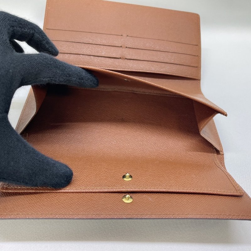 LV 老花三折翻蓋長夾-4