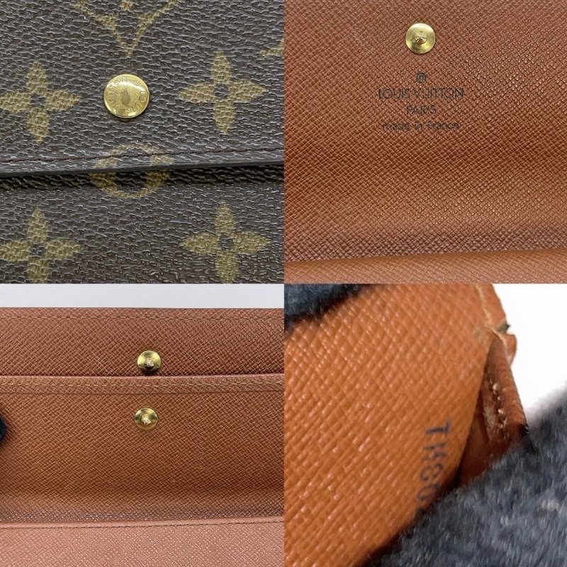 LV 老花三折翻蓋長夾-5