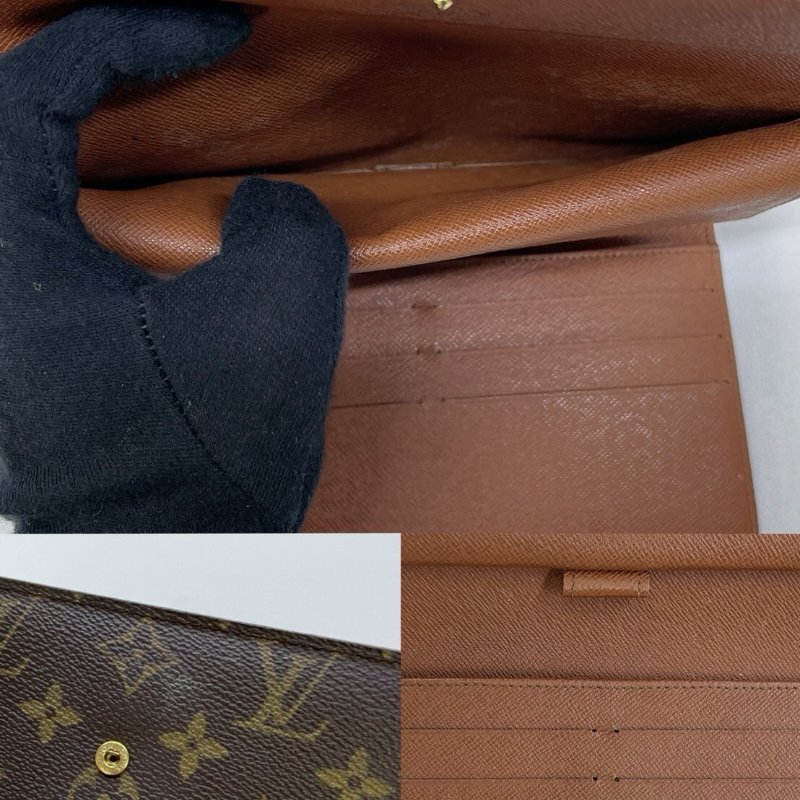 LV 老花三折翻蓋長夾-6