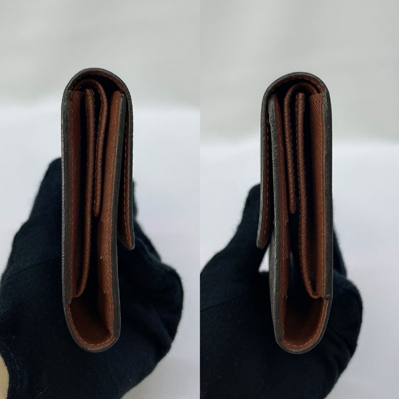 LV 老花三折翻蓋長夾-7