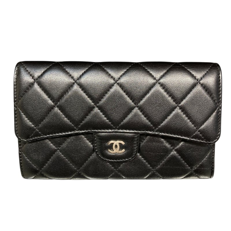 CHANEL 香奈兒 黑色 菱格紋 長夾-0