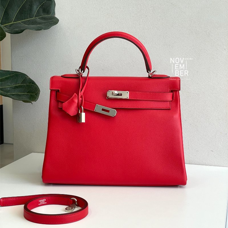 全配有購證🙌🏻 Hermès 愛馬仕 Kelly32 紅色銀釦-0