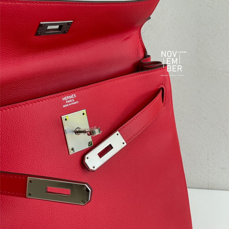 全配有購證🙌🏻 Hermès 愛馬仕 Kelly32 紅色銀釦-14