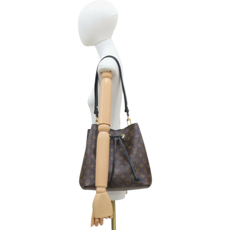 黑色/棕色 原花 帆布 NeoNoe MM 肩背包 M44020【LOUIS VUITTON LV 路易威登】 M44020-9