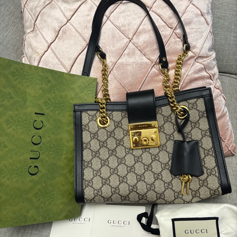 Gucci padlock老花拼接皮革單肩包（底25）-11