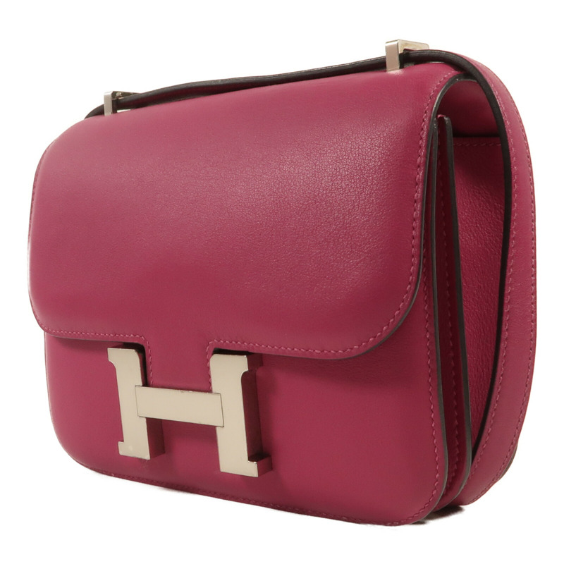 HERMES Swift皮革Constance Mini銀扣肩背袋-2