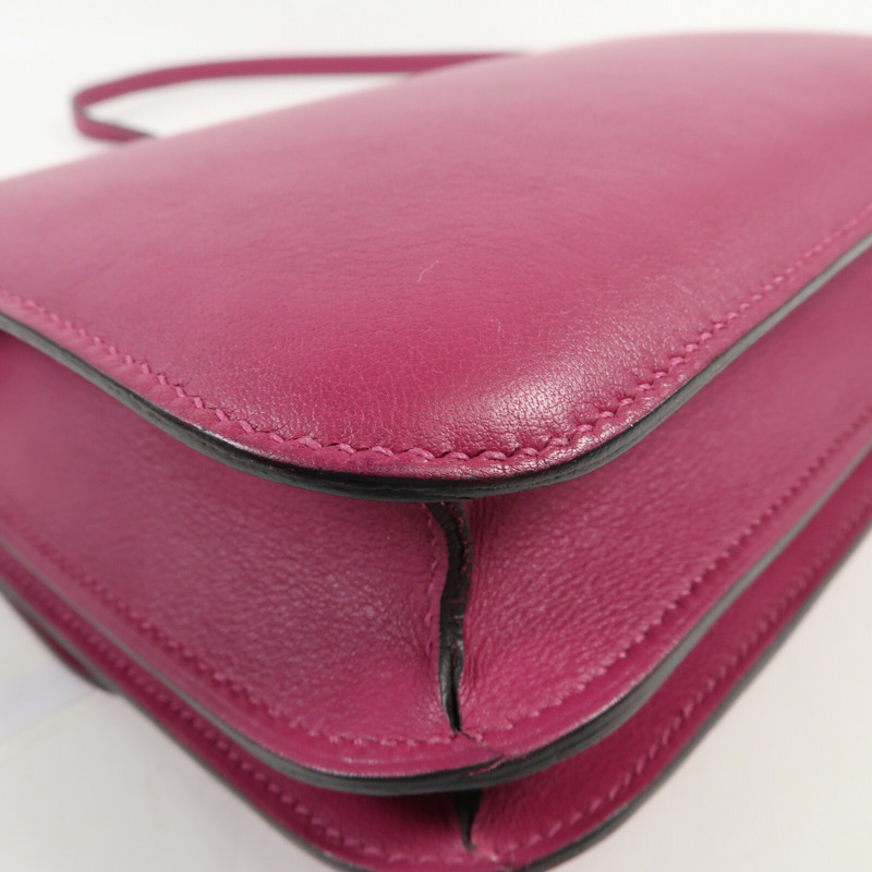 HERMES Swift皮革Constance Mini銀扣肩背袋-12