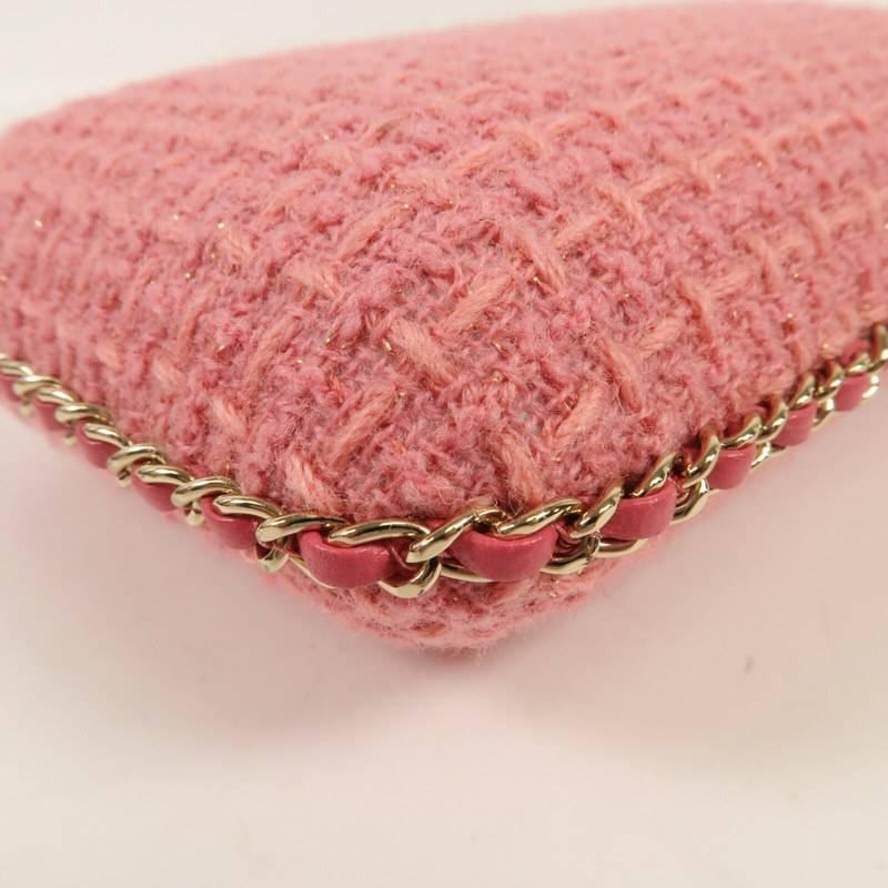 CHANEL 斜紋軟呢Phone Bag金扣鏈帶肩背袋-12