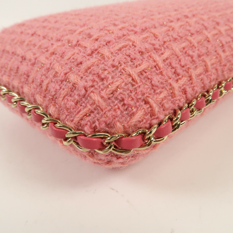 CHANEL 斜紋軟呢Phone Bag金扣鏈帶肩背袋-14