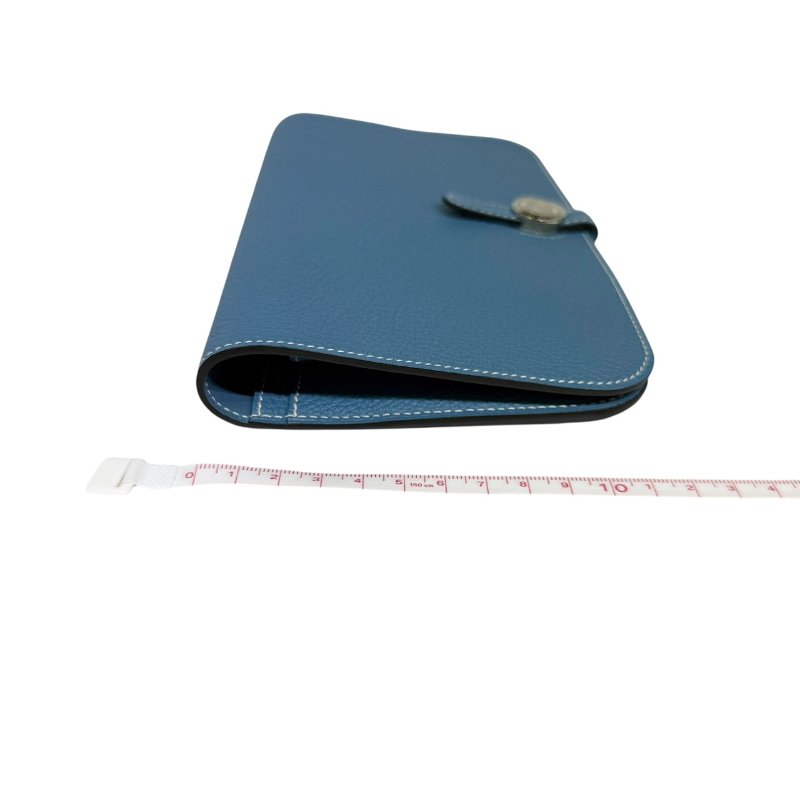 【美收精品】HERMES 藍色皮革長錢包 Q刻印 4-13-17