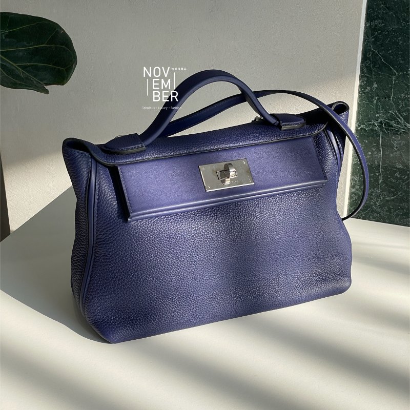 99新🆕 Hermès 愛馬仕 2424 深藍色銀釦 29cm-1