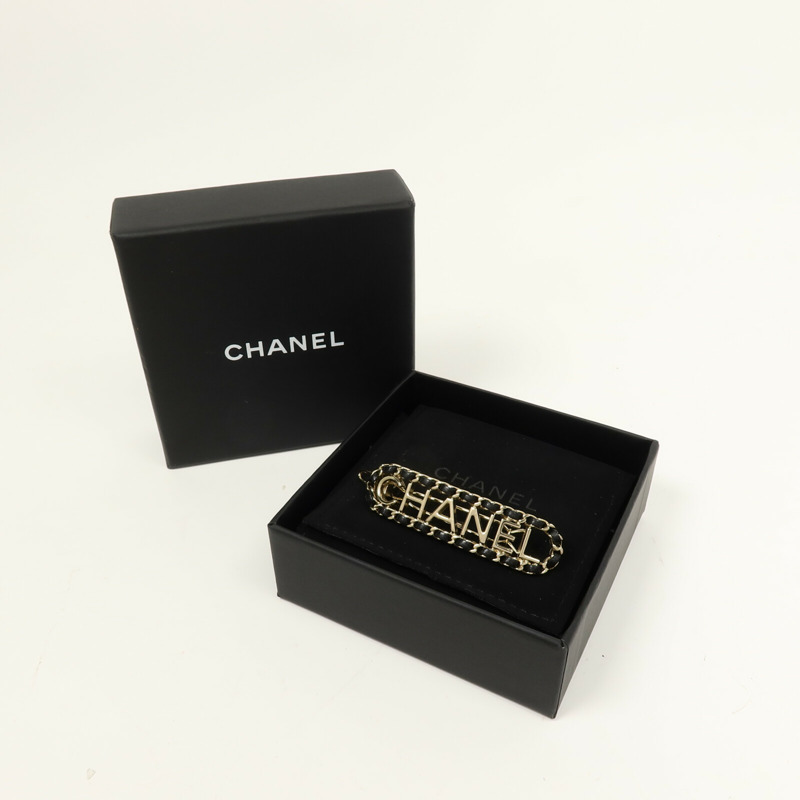 CHANEL 金屬/牛皮皮革Hair Chip髮夾-6