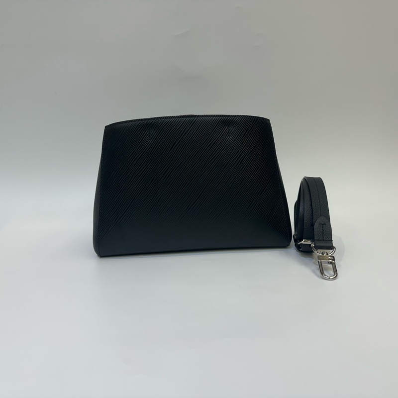 LV 黑Epi銀釦Marelle Tote BB前口袋二合一手提斜背包M59952-1