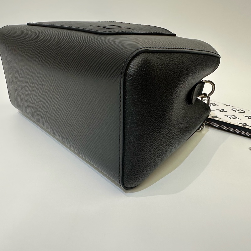 LV 黑Epi銀釦Marelle Tote BB前口袋二合一手提斜背包M59952-5
