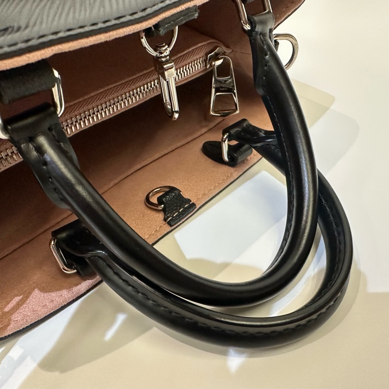 LV 黑Epi銀釦Marelle Tote BB前口袋二合一手提斜背包M59952-6