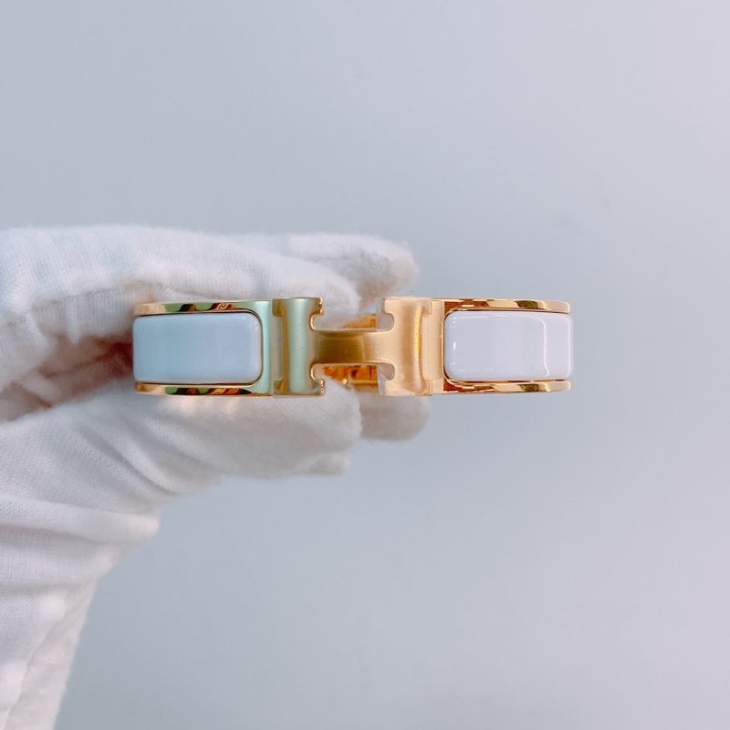 MS0181 Hermes愛馬仕 手鐲 白金色 Clic H Bracelet PM Size Blanc X GHW-1