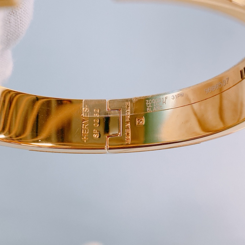 MS0181 Hermes愛馬仕 手鐲 白金色 Clic H Bracelet PM Size Blanc X GHW-4