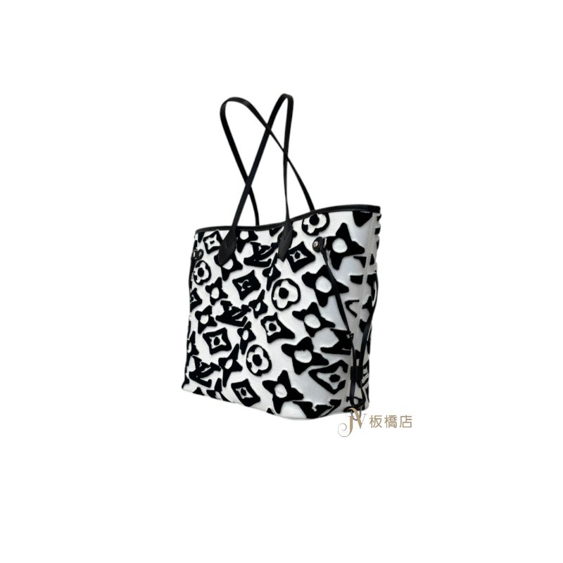 LV XUF 聯名黑白植絨豹紋 NEVERFULL MM M45564-1
