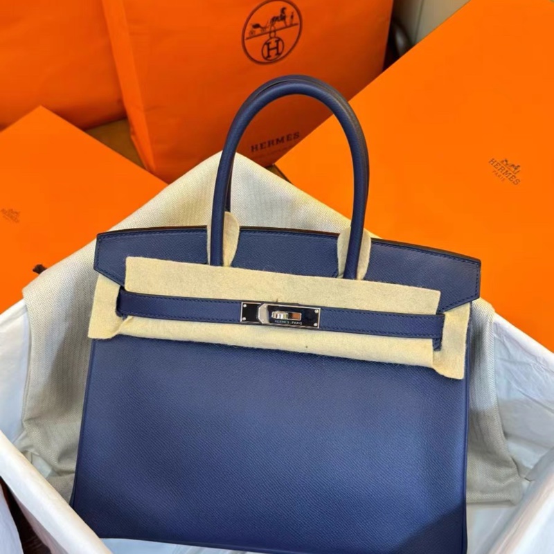 有購証💓 Hermes愛馬仕birkin30寶石藍銀扣 epsom皮 t刻全套帶票,成色好-1
