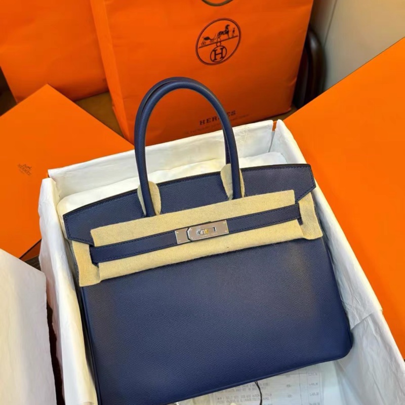有購証💓 Hermes愛馬仕birkin30寶石藍銀扣 epsom皮 t刻全套帶票,成色好-5