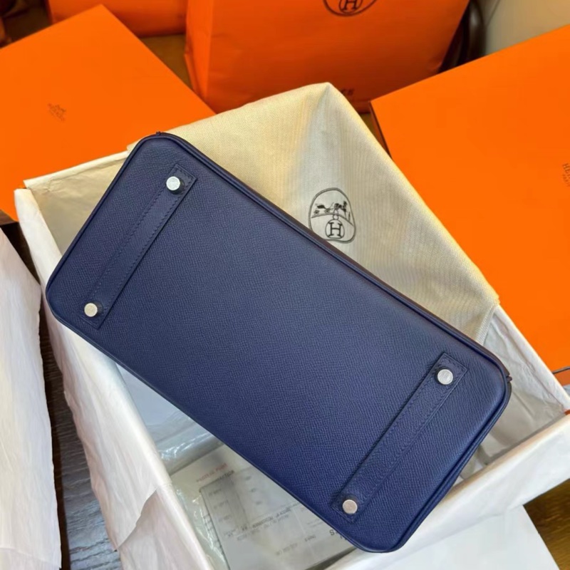 有購証💓 Hermes愛馬仕birkin30寶石藍銀扣 epsom皮 t刻全套帶票,成色好-6
