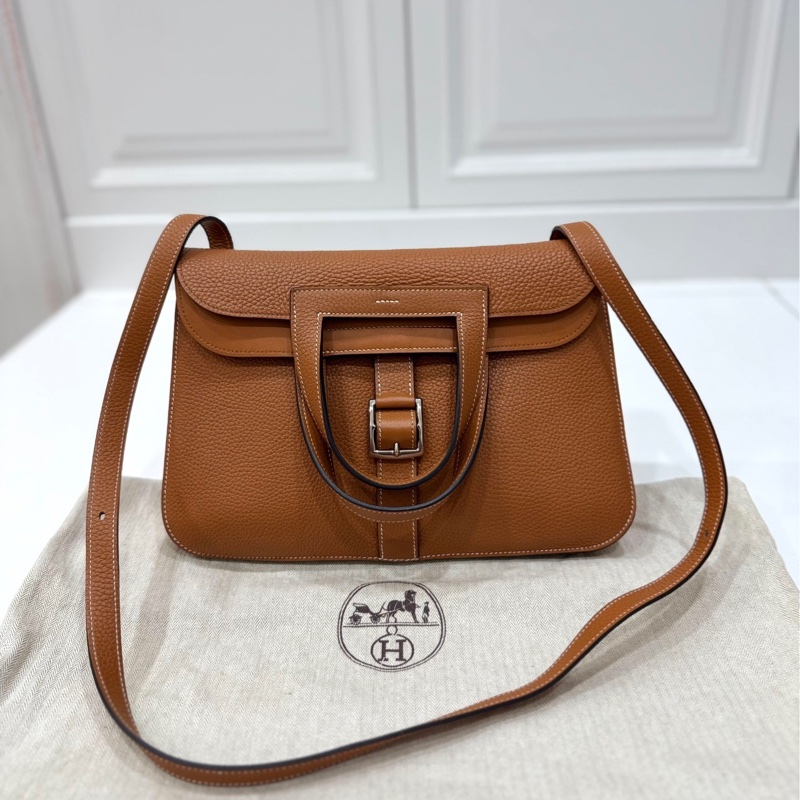 Hermes 愛馬仕 Halzan 31 金棕 斜背包 手提包 肩背包 側背包-0