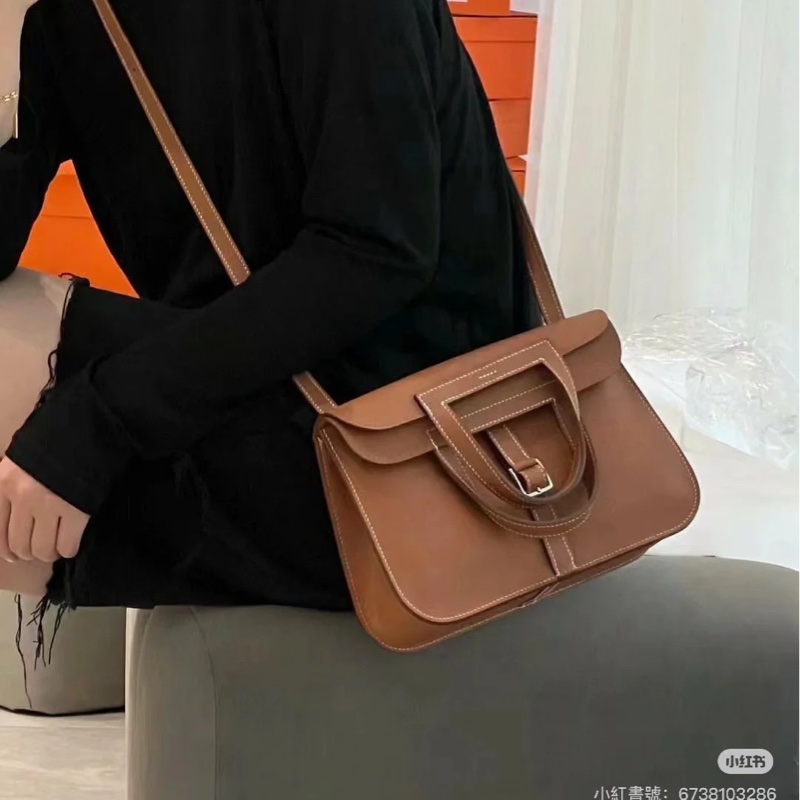 Hermes 愛馬仕 Halzan 31 金棕 斜背包 手提包 肩背包 側背包-6