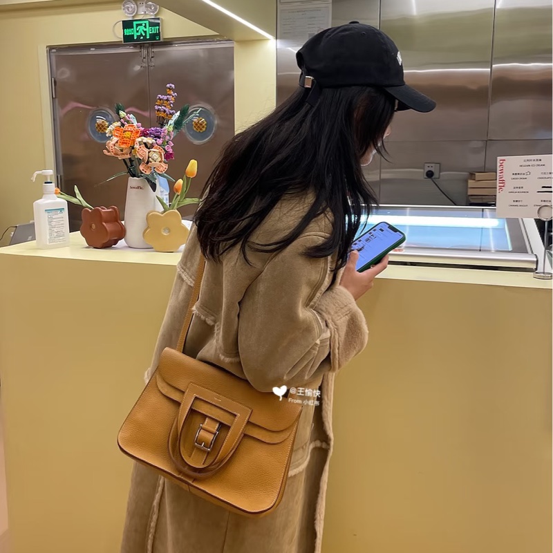 Hermes 愛馬仕 Halzan 31 金棕 斜背包 手提包 肩背包 側背包-9