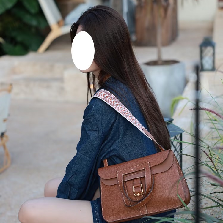 Hermes 愛馬仕 Halzan 31 金棕 斜背包 手提包 肩背包 側背包-16