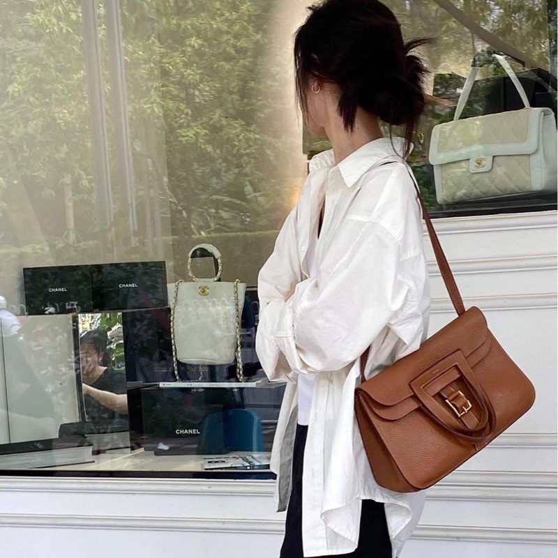 Hermes 愛馬仕 Halzan 31 金棕 斜背包 手提包 肩背包 側背包-18