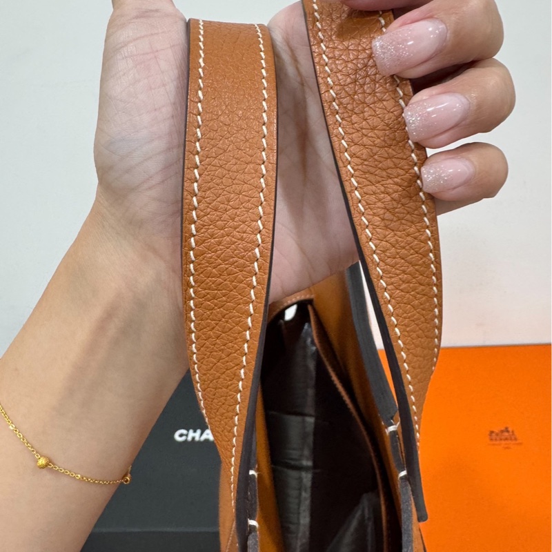 Hermes 愛馬仕 Halzan 31 金棕 斜背包 手提包 肩背包 側背包-29