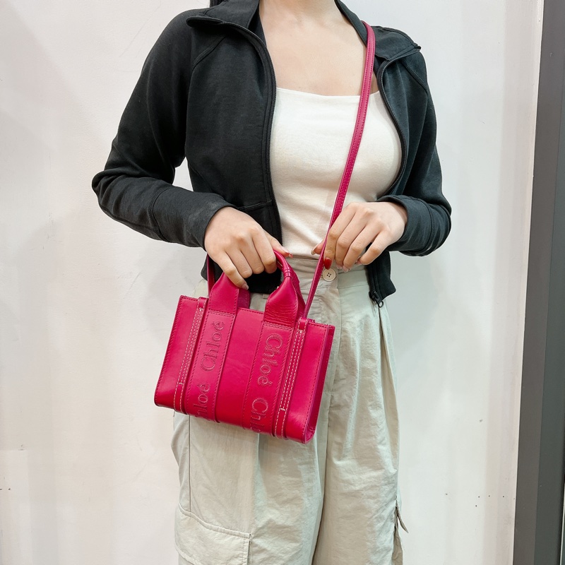 莉亞精品♡Chloe mini  woody 桃色 九新美品-1