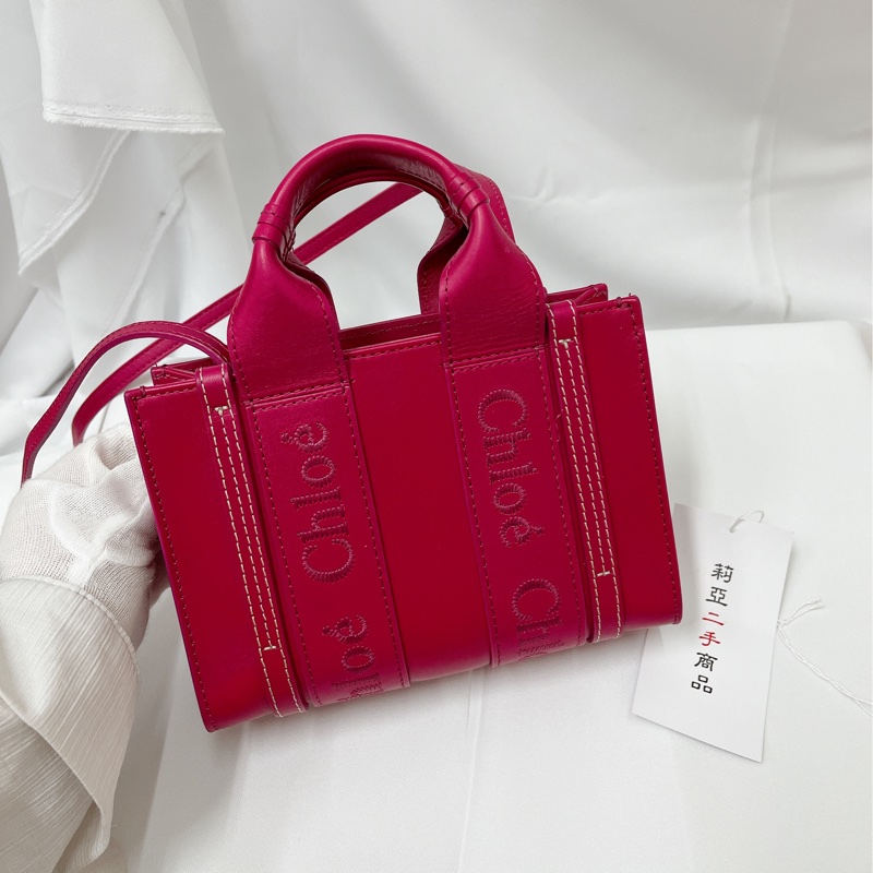 莉亞精品♡Chloe mini  woody 桃色 九新美品-2