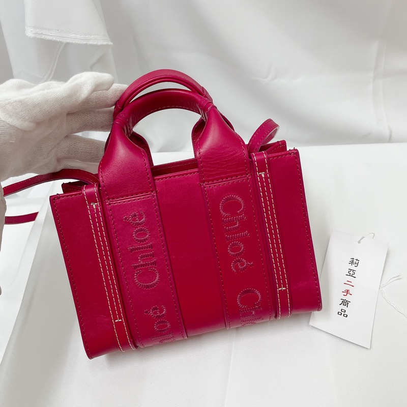 莉亞精品♡Chloe mini  woody 桃色 九新美品-3