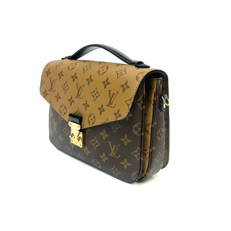 LV 雙色原花金釦下蓋手提斜背郵差包M44875-3