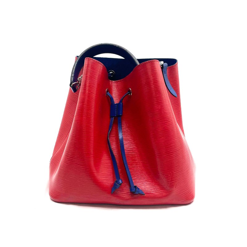 LOUIS VUITTON Epi NeoNoe MM銀扣水桶兩用包紅色藍色-0